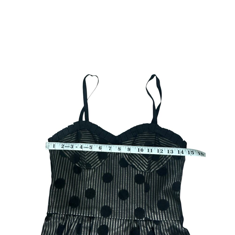 VTG Nanette Lepore Silk Polka Dot Dress Size 2 Black Sheer Stripe Cocktail Party - Picture 8 of 15